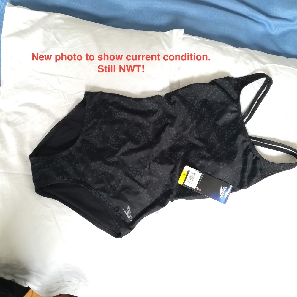 Speedo bathing suit, 1-piece, black cheetah print, 6